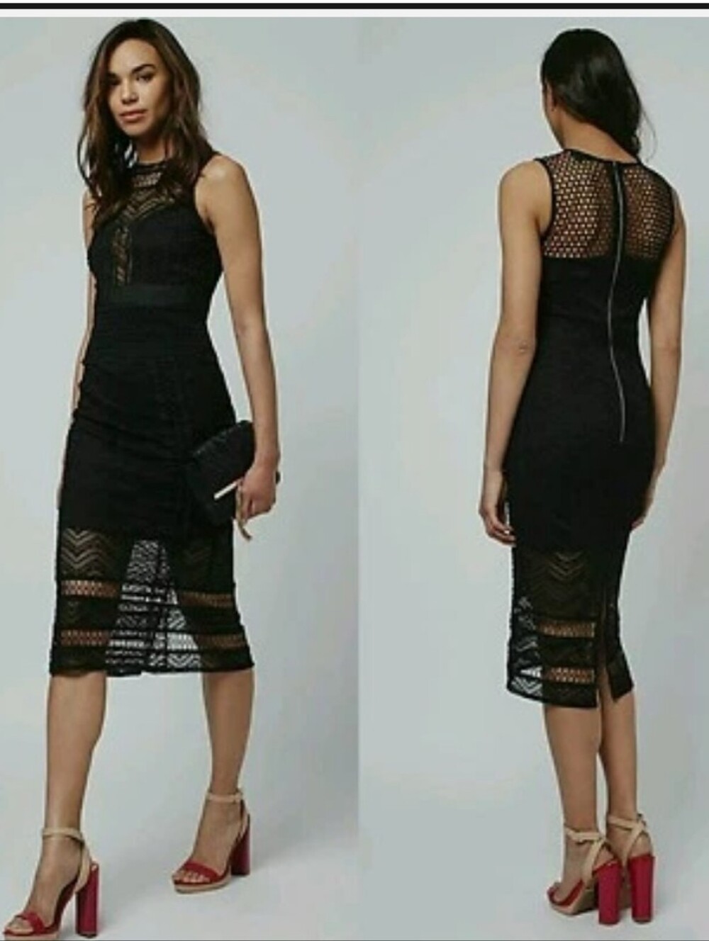 🖤Black lace midi dress